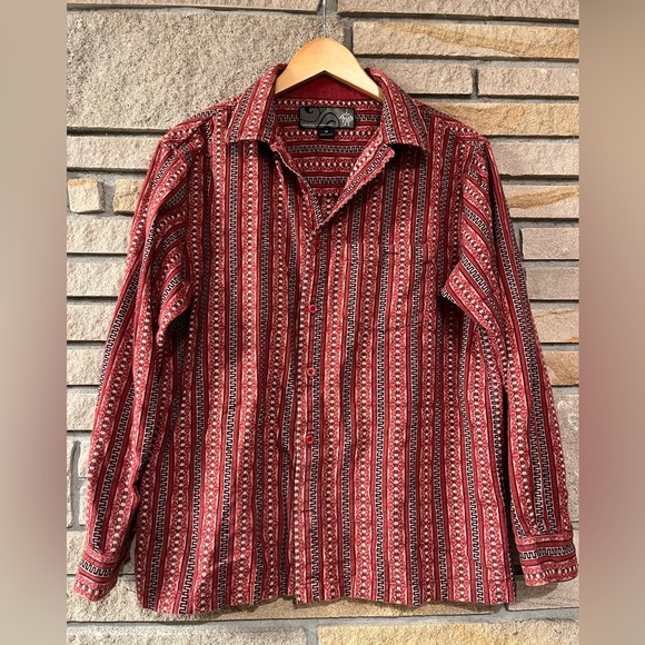 PRANA BREATHE Boho Shirt Mens M Hand Sewn Southwest Button Up Long Sleeve Cotton - Picture 3 of 9